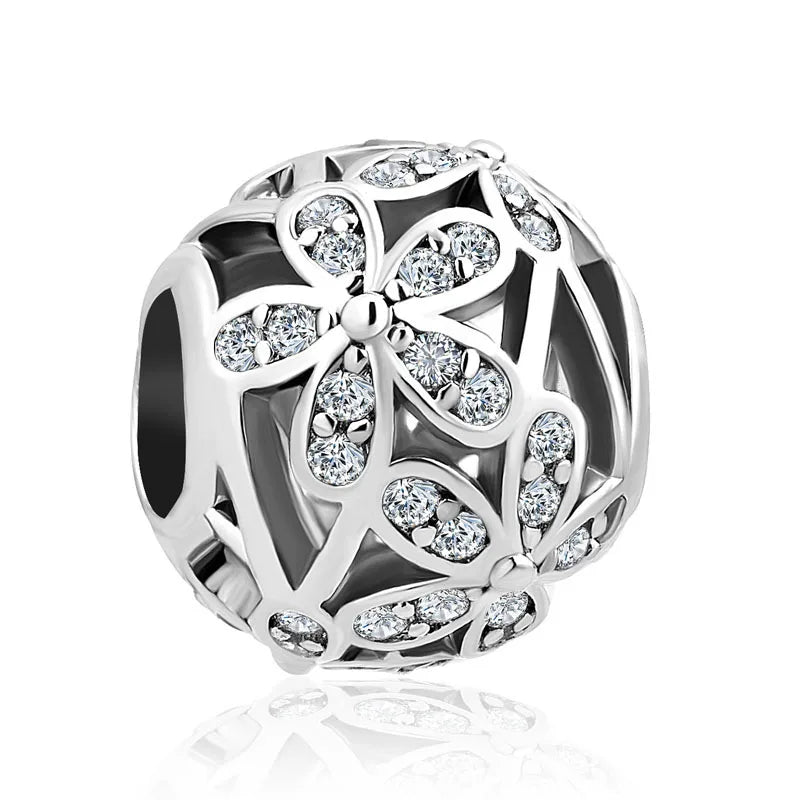 Elegant Round Charm Set in 925 Silver – Hearts, Stars & Flowers