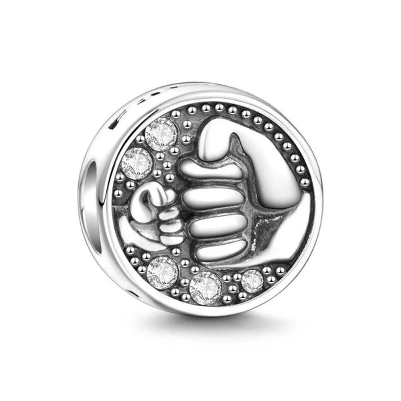 Elegant Round Charm Set in 925 Silver – Hearts, Stars & Flowers