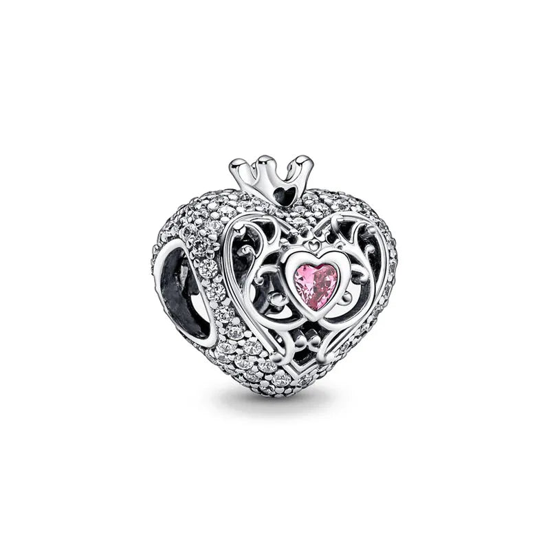 Elegant Round Charm Set in 925 Silver – Hearts, Stars & Flowers