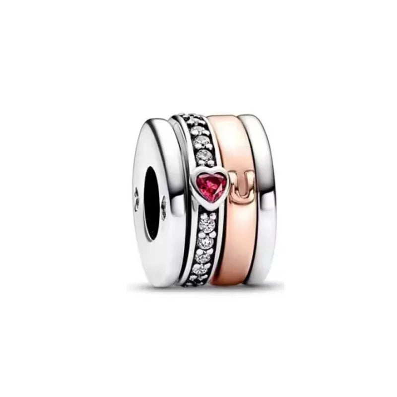 Elegant Round Charm Set in 925 Silver – Hearts, Stars & Flowers