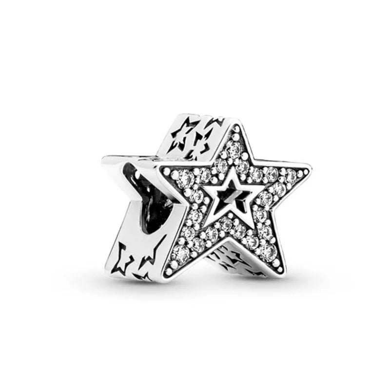 Elegant Round Charm Set in 925 Silver – Hearts, Stars & Flowers