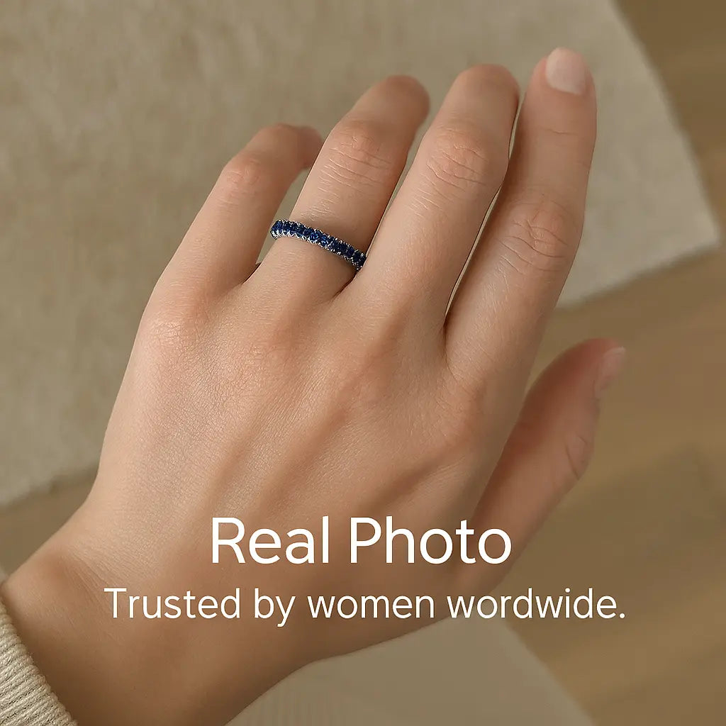 Sparkling Stones Ring in 925 Sterling White Blue