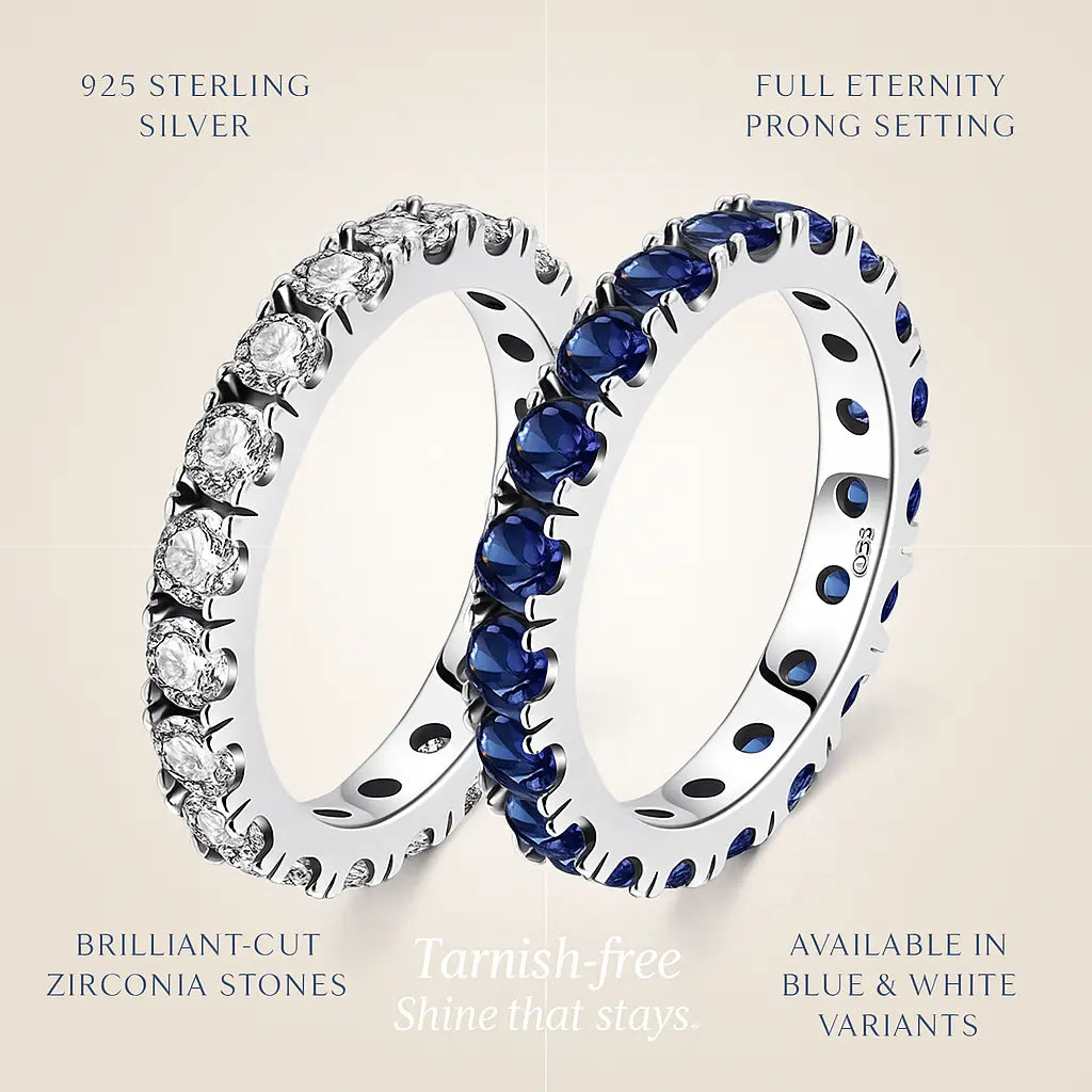 Sparkling Stones Ring in 925 Sterling White Blue