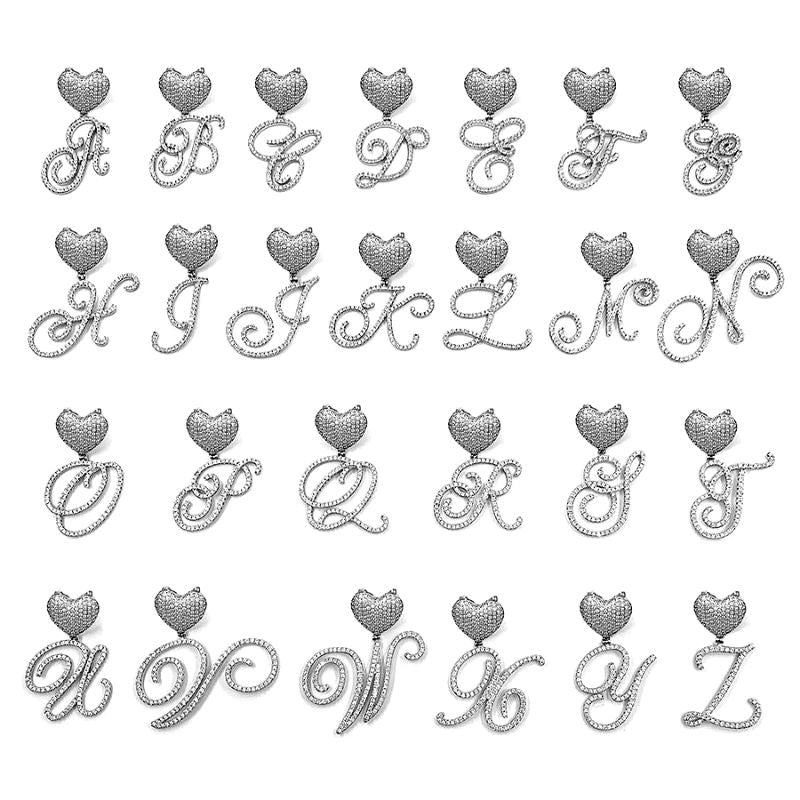 Heart Charm Crystal Initial Necklace Stellare 925