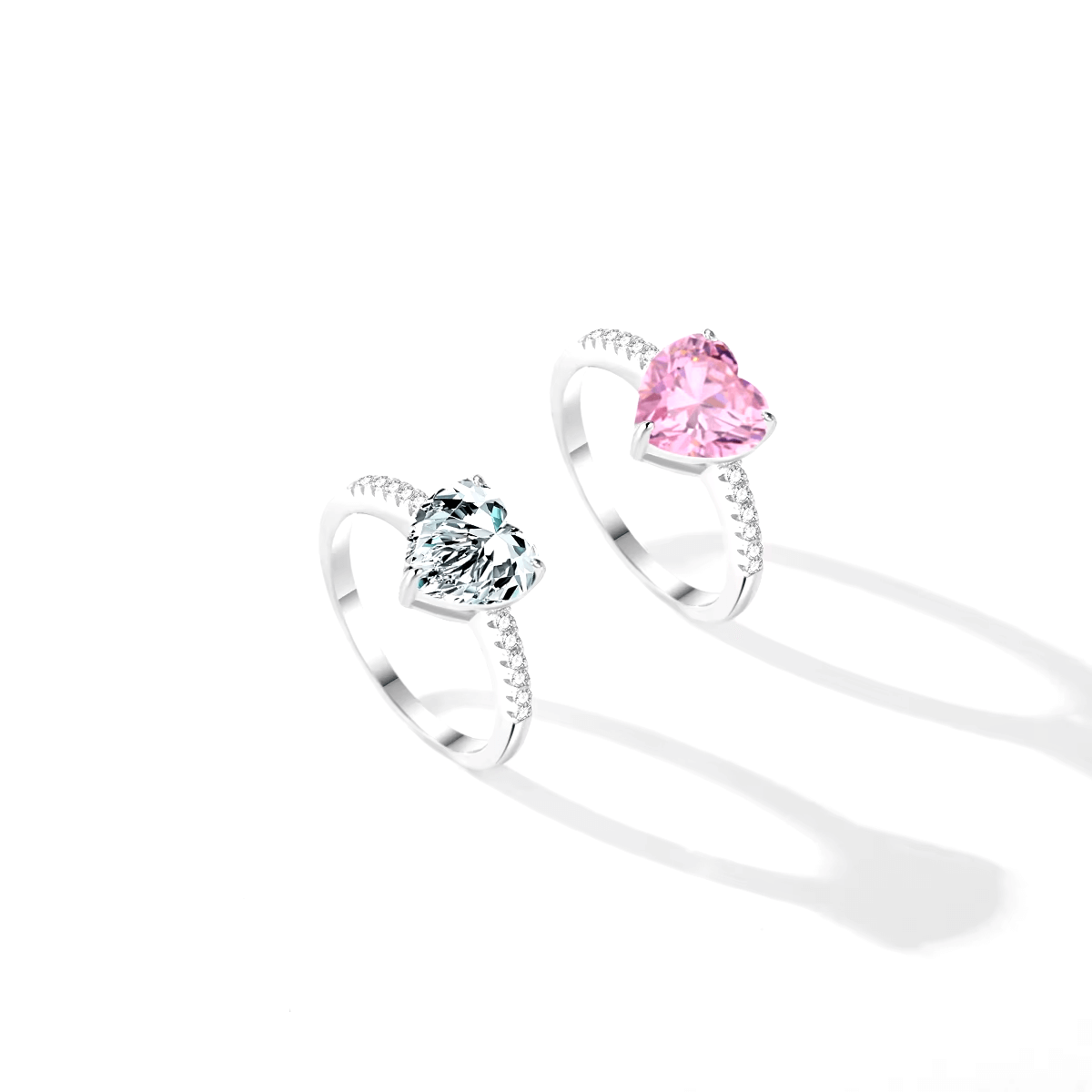 Heart-shaped stone ring in 925 sterling silver – romantic gift jewellery UK