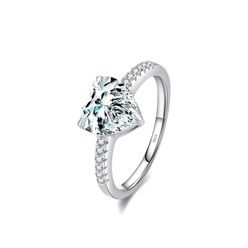 Heart-shaped stone ring in 925 sterling silver – romantic gift jewellery UK