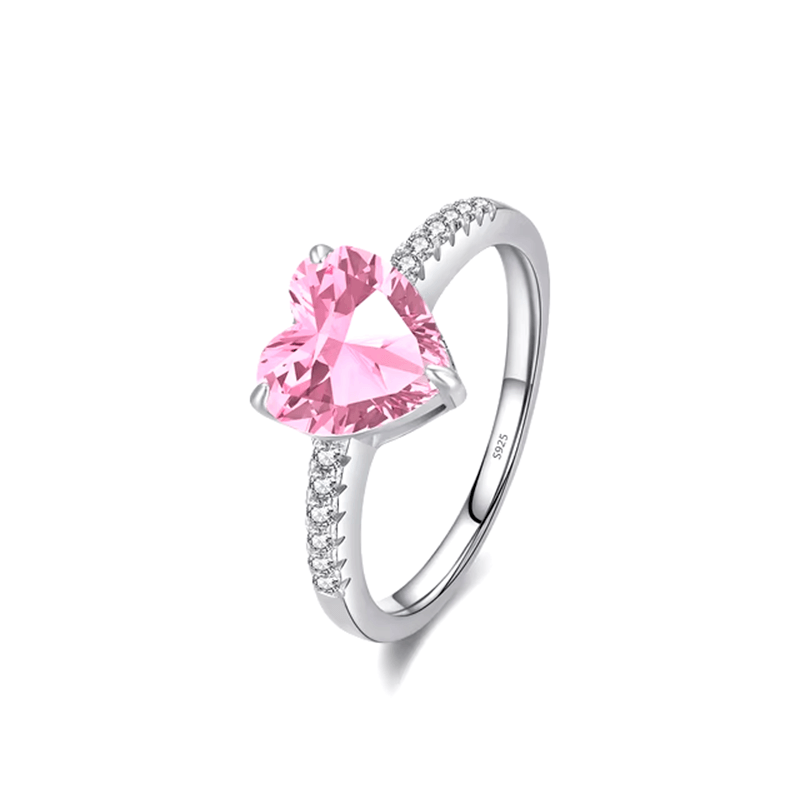 Heart-shaped stone ring in 925 sterling silver – romantic gift jewellery UK