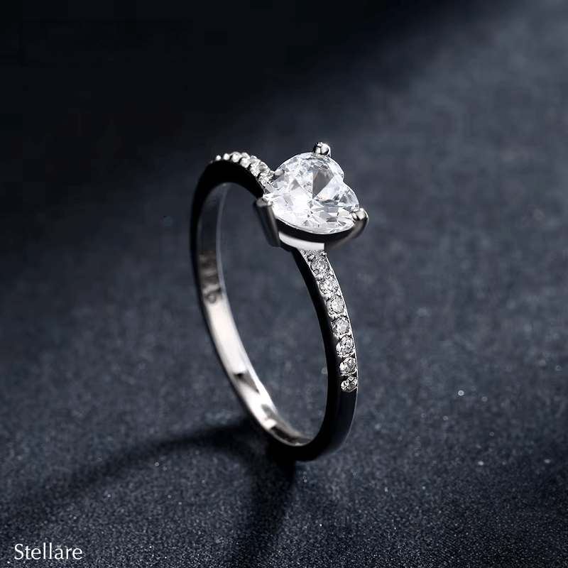 925 sterling silver ring with heart cut zirconia – romantic UK jewellery