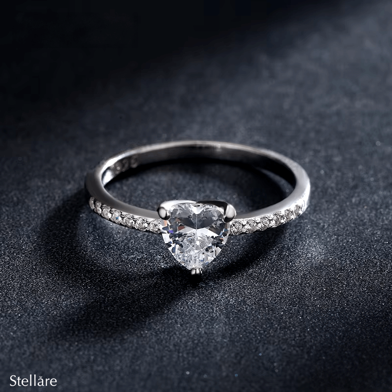 925 sterling silver ring with heart cut zirconia – romantic UK jewellery