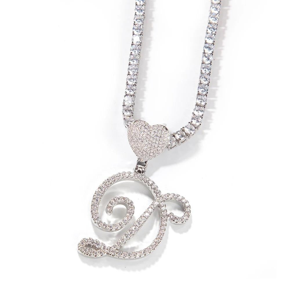 Heart Charm Crystal Initial Necklace Stellare 925