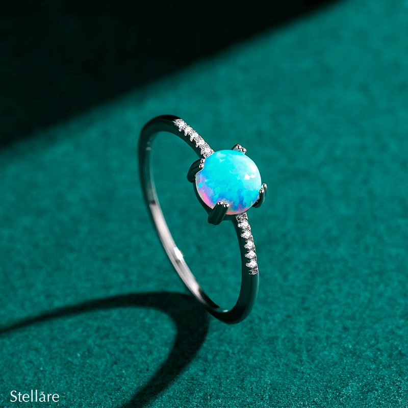 925 Sterling Silver Blue Opal Ring
