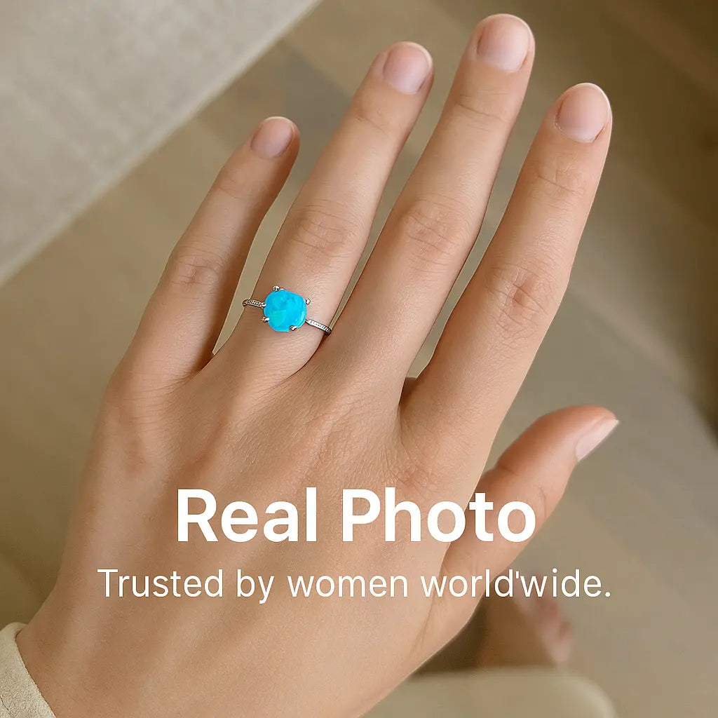 925 Sterling Silver Blue Opal Ring