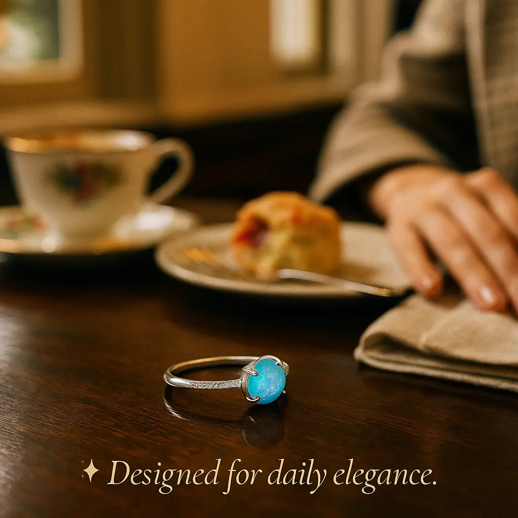925 Sterling Silver Blue Opal Ring