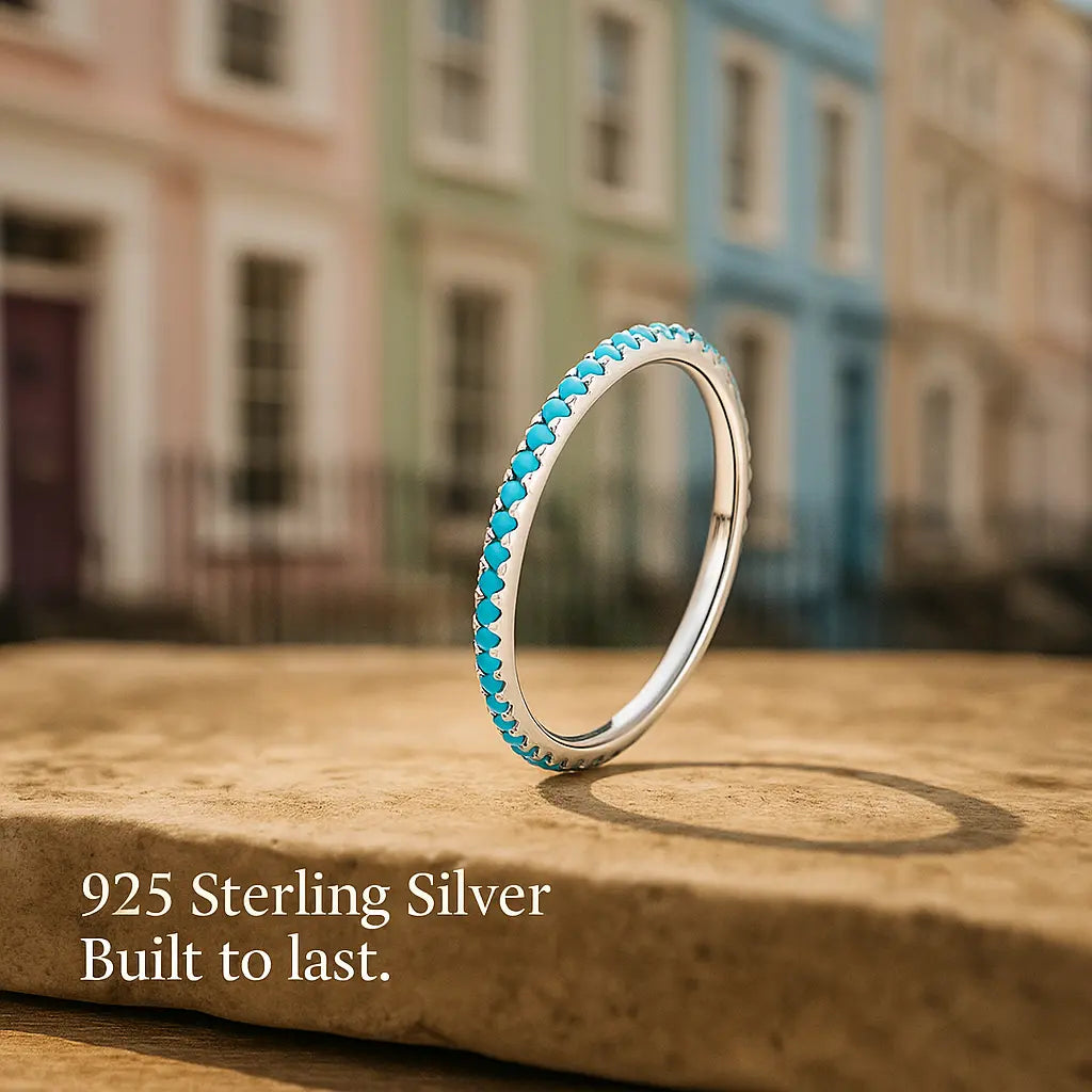 925 Sterling Silver Blue Set Ring