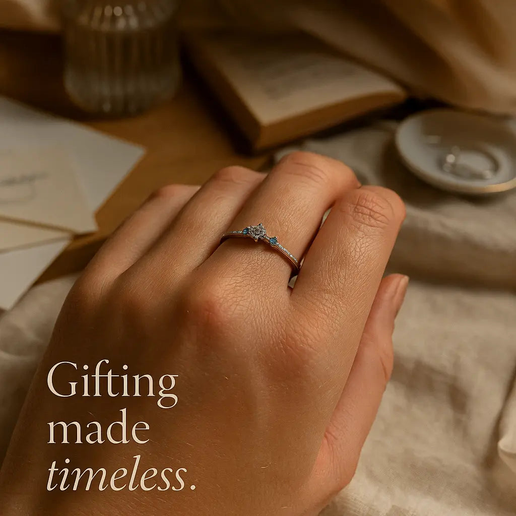 925 Sterling Silver Blue Zirconia Ring Set