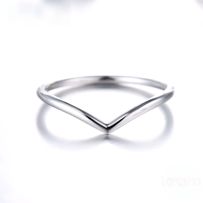 Sterling silver chevron ring set – minimalist trio with v-shaped and pavé bands for stacking or solo wear