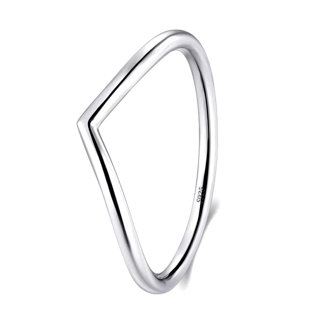 Sterling silver chevron ring set – minimalist trio with v-shaped and pavé bands for stacking or solo wear
