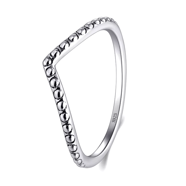 Sterling silver chevron ring set – minimalist trio with v-shaped and pavé bands for stacking or solo wear