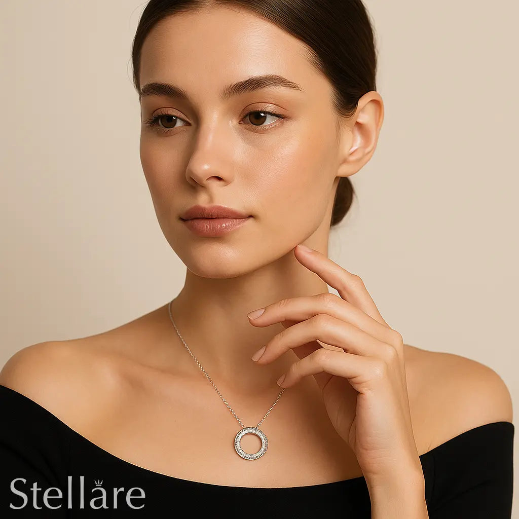 Sterling silver circle of love necklace – elegant symbol of unity and timeless design with subtle sparkle