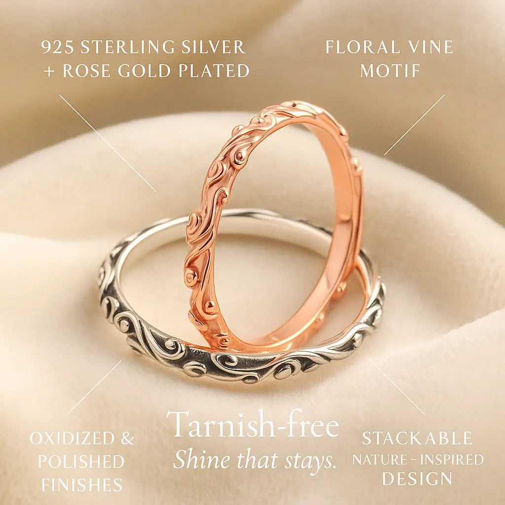 925 Sterling Silver Floral Ring Set