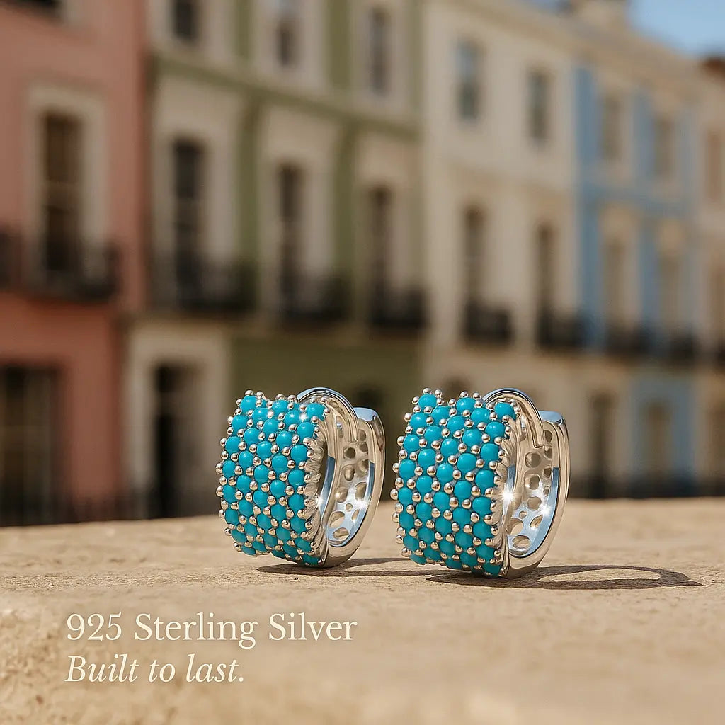 Geometric Turquoise 925 Silver Earrings