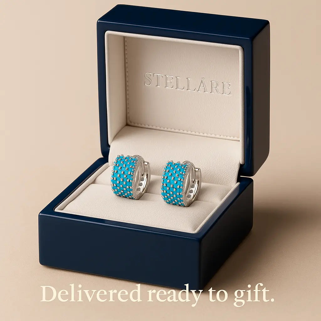 Geometric Turquoise 925 Silver Earrings
