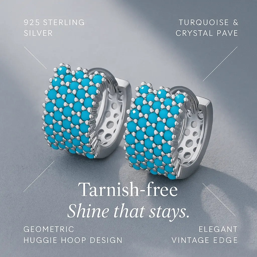 Geometric Turquoise 925 Silver Earrings