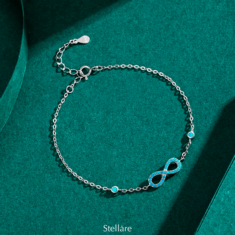 Sterling silver bracelet with turquoise infinity symbol – elegant design representing eternal love and connection