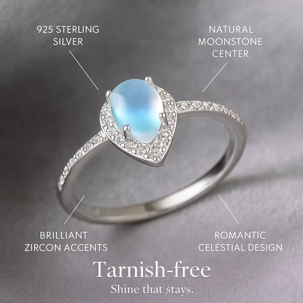 925 Sterling Silver Moonstone Ring