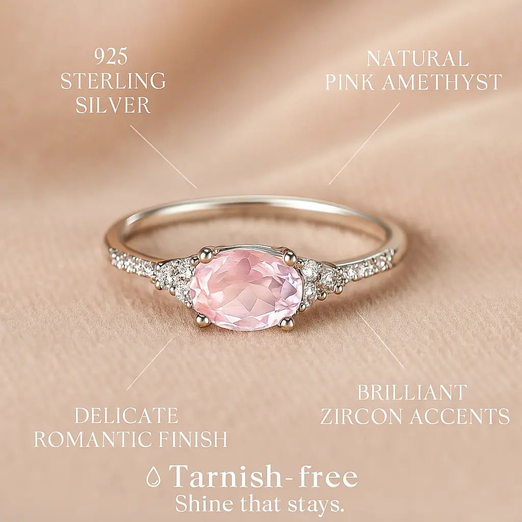 925 Sterling Silver Pink Amethyst Ring