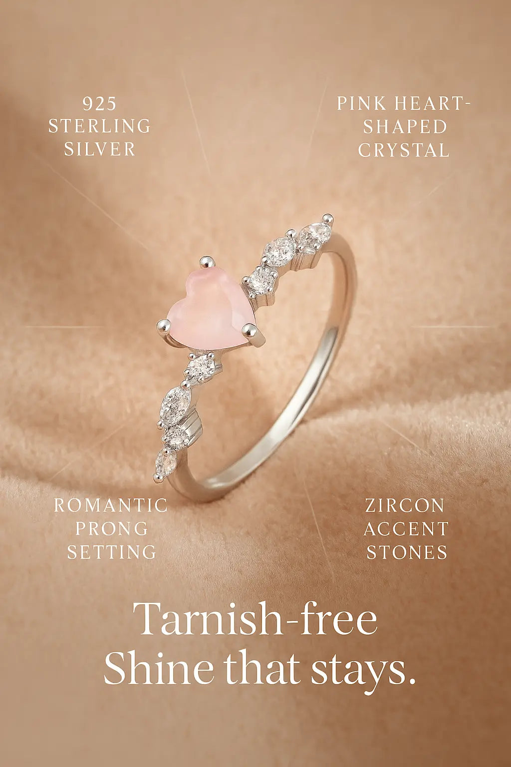 925 Sterling Silver Pink Heart Ring