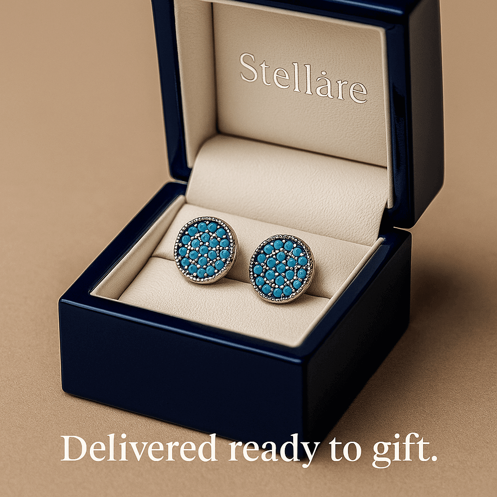 Turquoise Circle 925 Silver Earrings