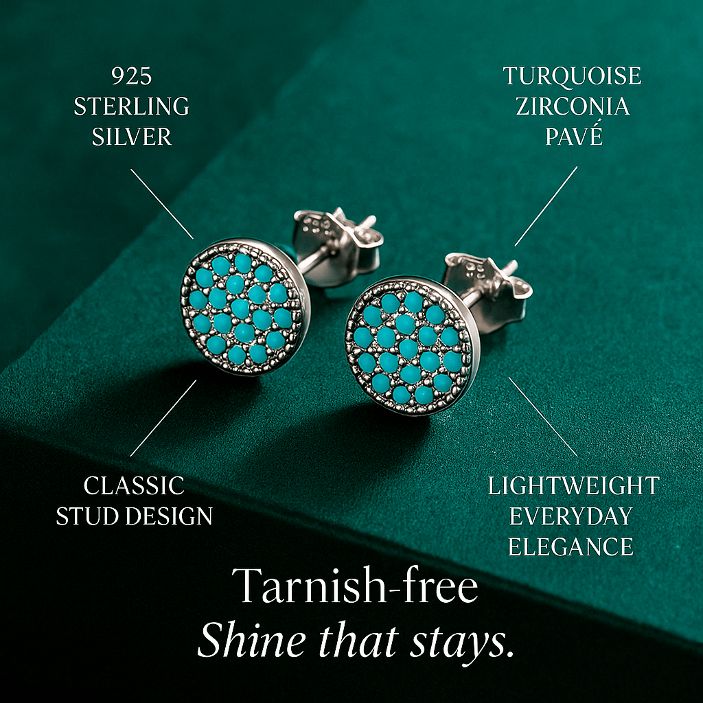 Turquoise Circle 925 Silver Earrings