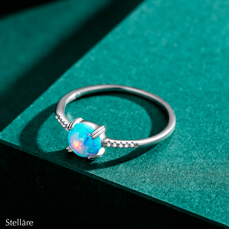925 Sterling Silver Blue Opal Ring