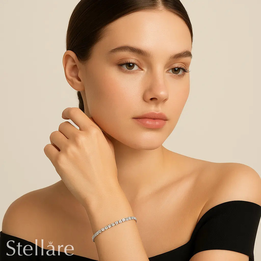 Elegant sterling silver bracelet with zirconia stones – tennis style jewellery for women UK