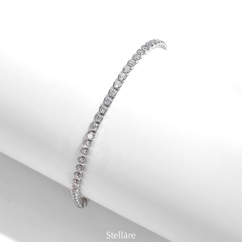 Elegant sterling silver bracelet with zirconia stones – tennis style jewellery for women UK