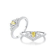 Colorful 925 sterling silver gemstone rings with heart, round, and baguette stones, worn in combination or shown individually