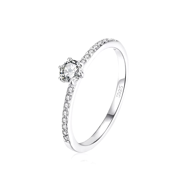 925 sterling silver rings collection featuring minimalist and delicate band designs with small zirconia details, displayed individually and in sets