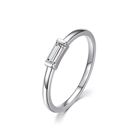925 sterling silver rings collection featuring minimalist and delicate band designs with small zirconia details, displayed individually and in sets