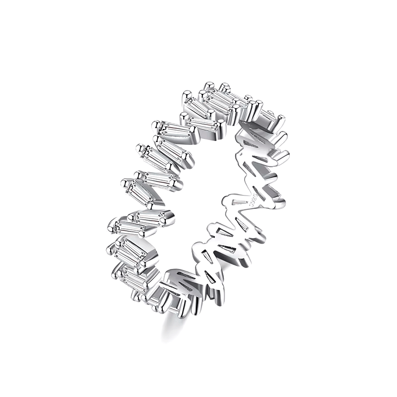 925 sterling silver rings collection featuring minimalist and delicate band designs with small zirconia details, displayed individually and in sets