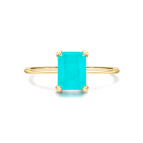 Rectangular turquoise gemstone ring set in 925 sterling silver, available in silver and gold finishes. Elegant, modern, and minimalist style