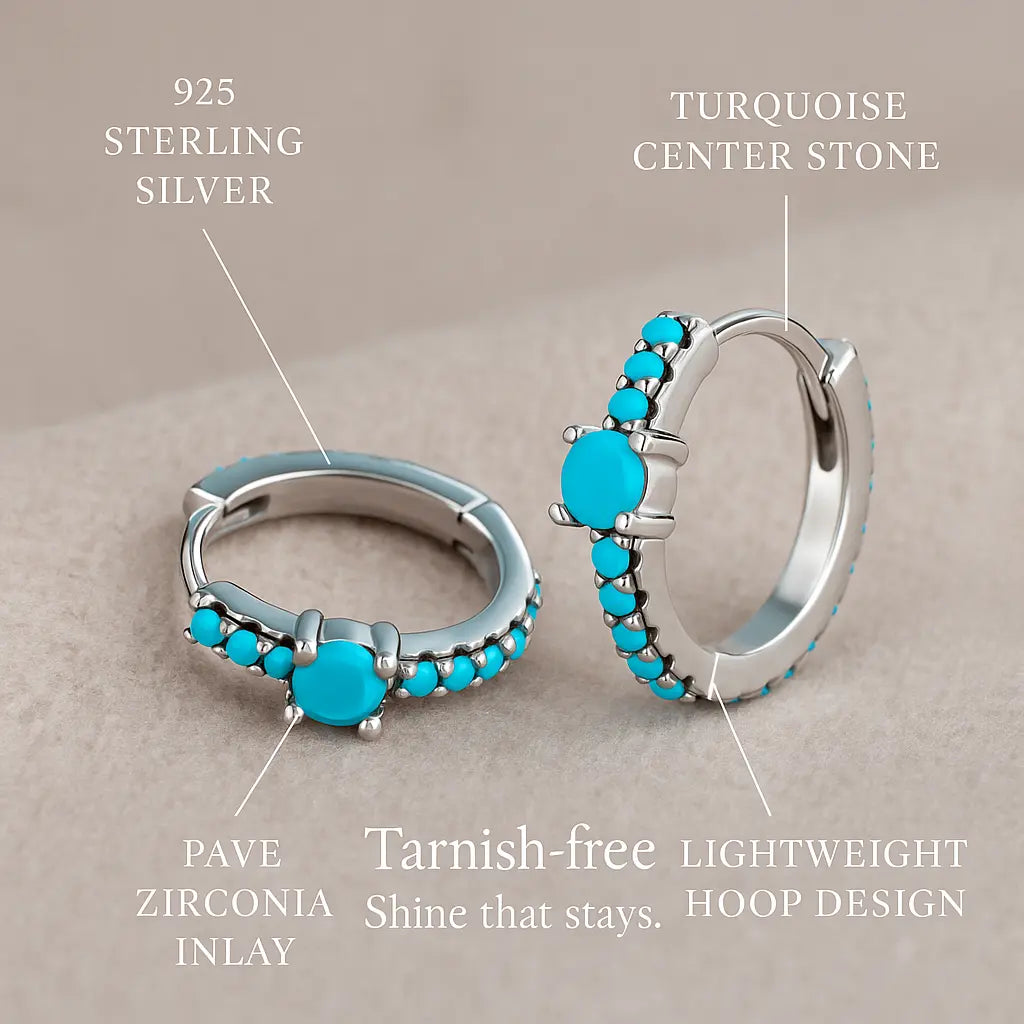 Turquoise Charm 925 Silver Earrings