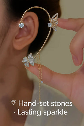 Butterfly Ear Cuff Earrings – Floral Drop in Zircon Shine