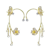 Butterfly Ear Cuff Earrings – Floral Drop in Zircon Shine