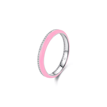Vibrant candy-style rings in 925 sterling silver, available in multiple pastel colours with enamel finish and zirconia details, ideal for stacking or solo wear