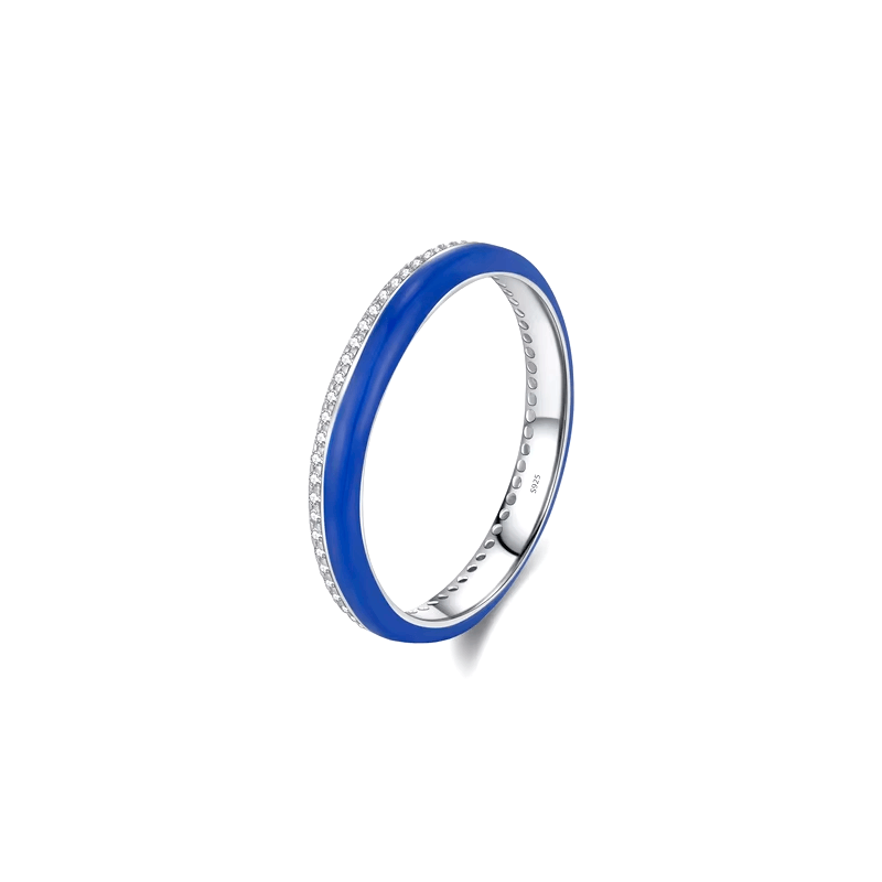 Vibrant candy-style rings in 925 sterling silver, available in multiple pastel colours with enamel finish and zirconia details, ideal for stacking or solo wear