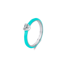 Vibrant candy-style rings in 925 sterling silver, available in multiple pastel colours with enamel finish and zirconia details, ideal for stacking or solo wear