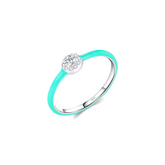Vibrant candy-style rings in 925 sterling silver, available in multiple pastel colours with enamel finish and zirconia details, ideal for stacking or solo wear