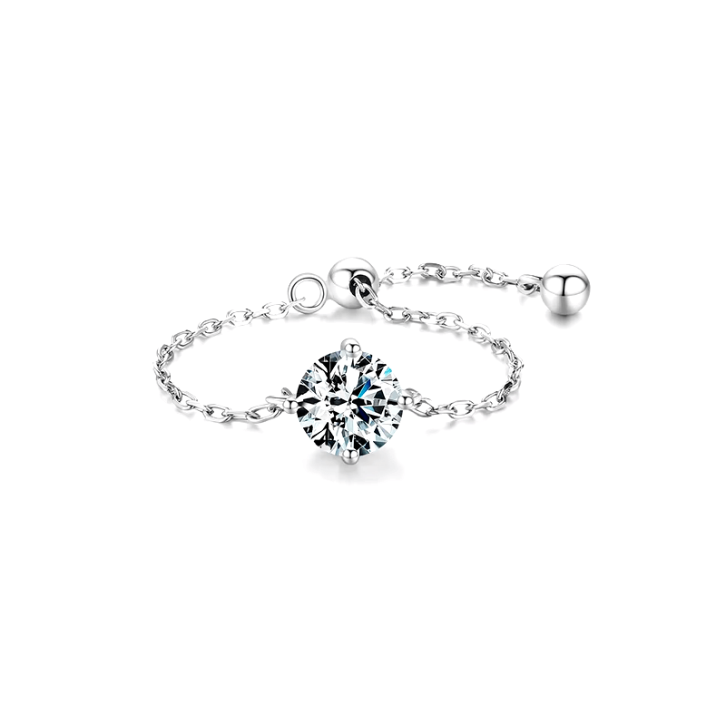 925 sterling silver rings with various gemstone settings, including cushion, round and pear cuts — displayed individually and on model's hand