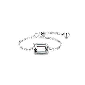 925 sterling silver rings with various gemstone settings, including cushion, round and pear cuts — displayed individually and on model's hand